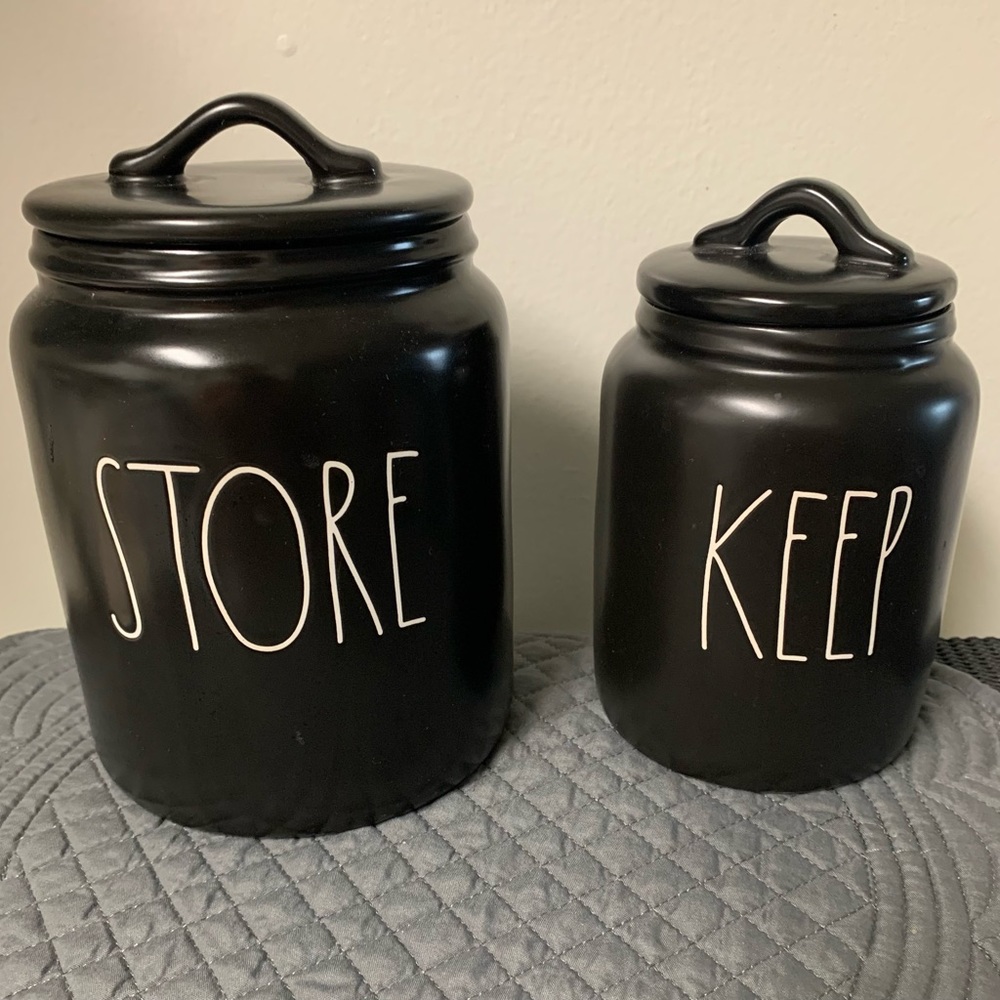 Rae Dunn black canisters set
